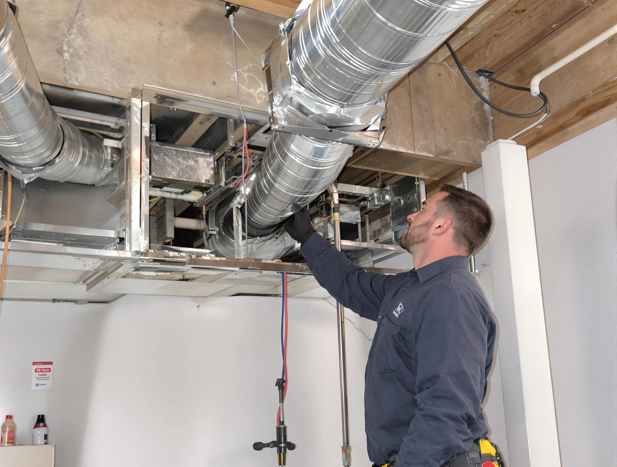 Carefree Air Duct Cleaning technician performing professional air duct repair using specialized tools in Carefree