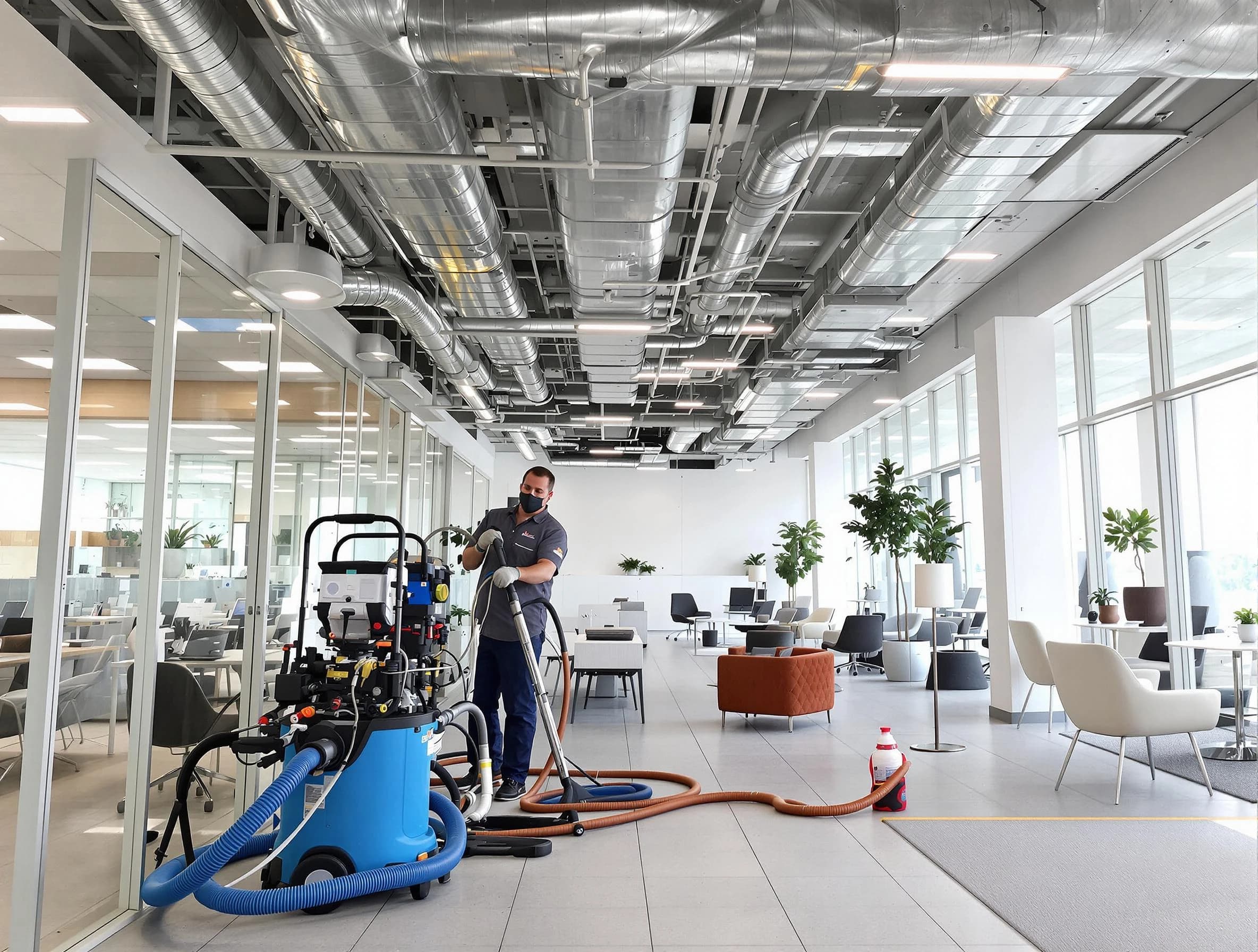 Carefree Air Duct Cleaning team conducting comprehensive commercial duct cleaning at a business location in Carefree
