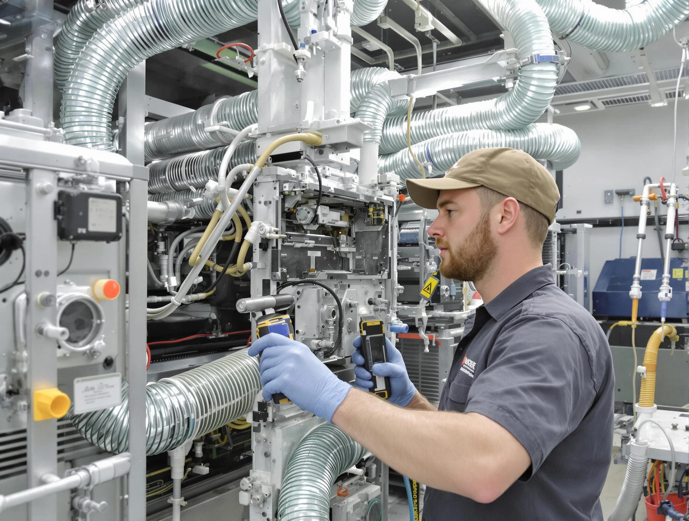 Carefree Air Duct Cleaning technician performing precision commercial coil cleaning at a business facility in Carefree