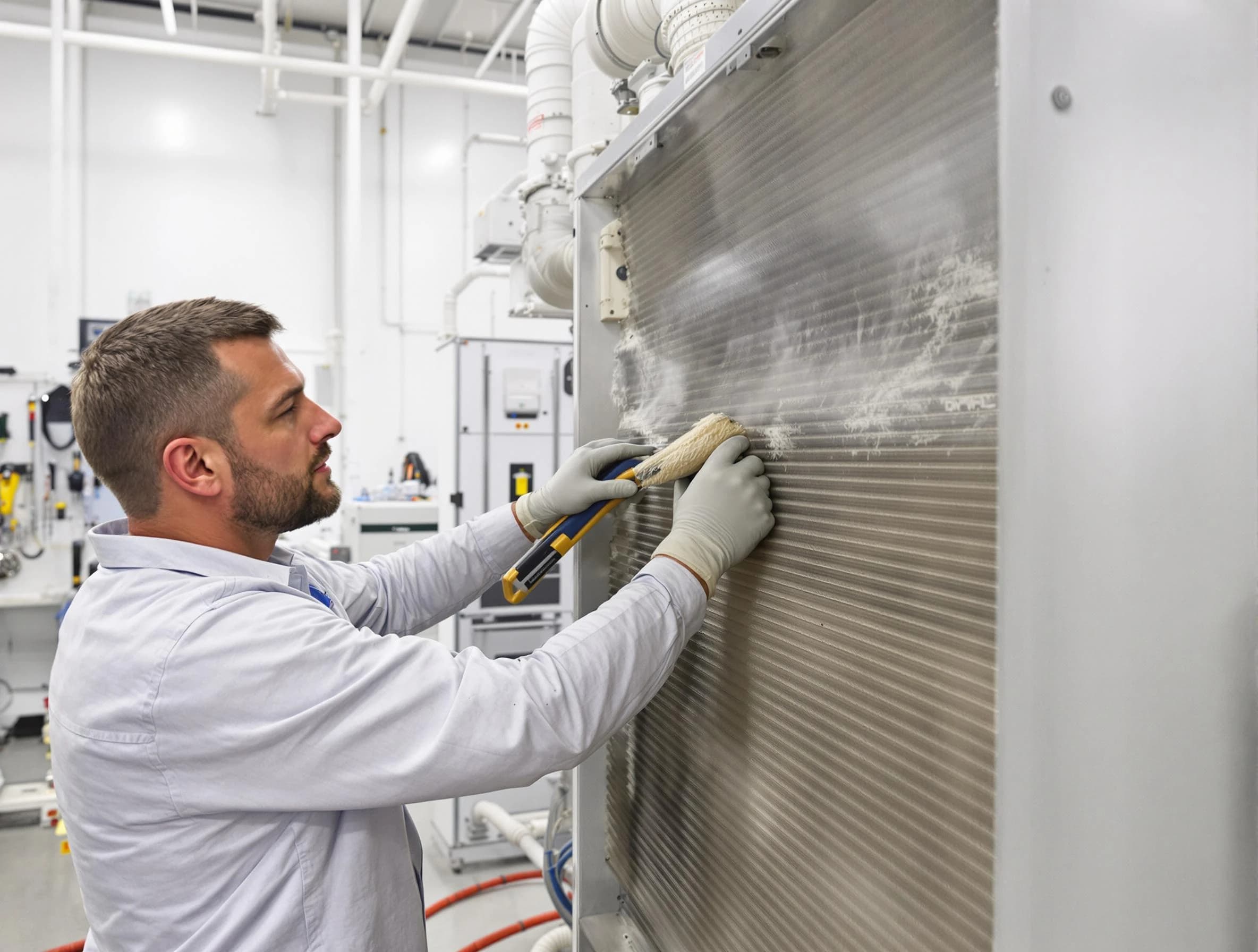 Carefree Air Duct Cleaning technician performing precision commercial coil cleaning at a Carefree business