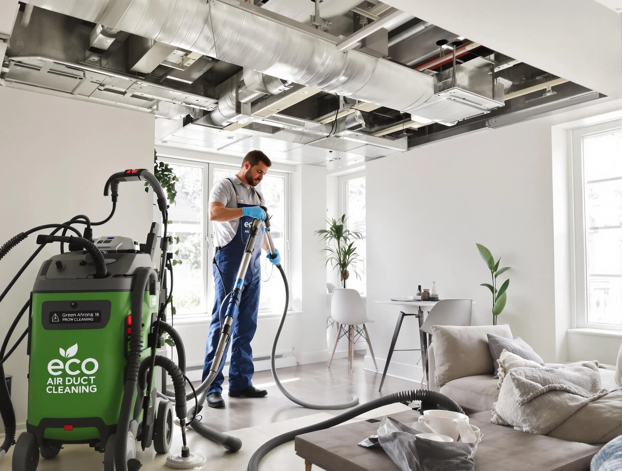 Carefree Air Duct Cleaning technician performing eco-friendly duct cleaning using sustainable methods in Carefree
