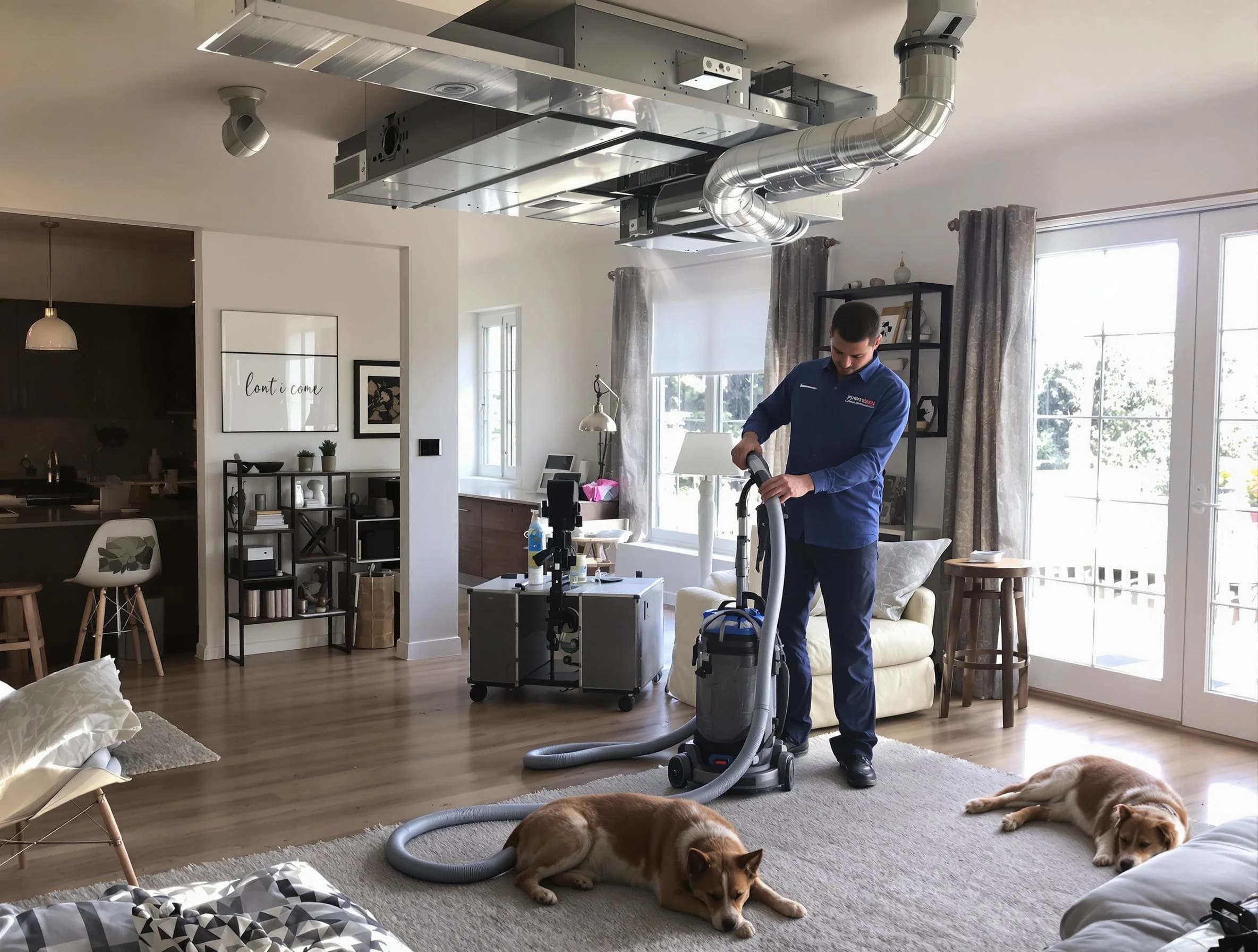 Carefree Air Duct Cleaning technician performing detailed indoor duct cleaning for improved air quality in Carefree