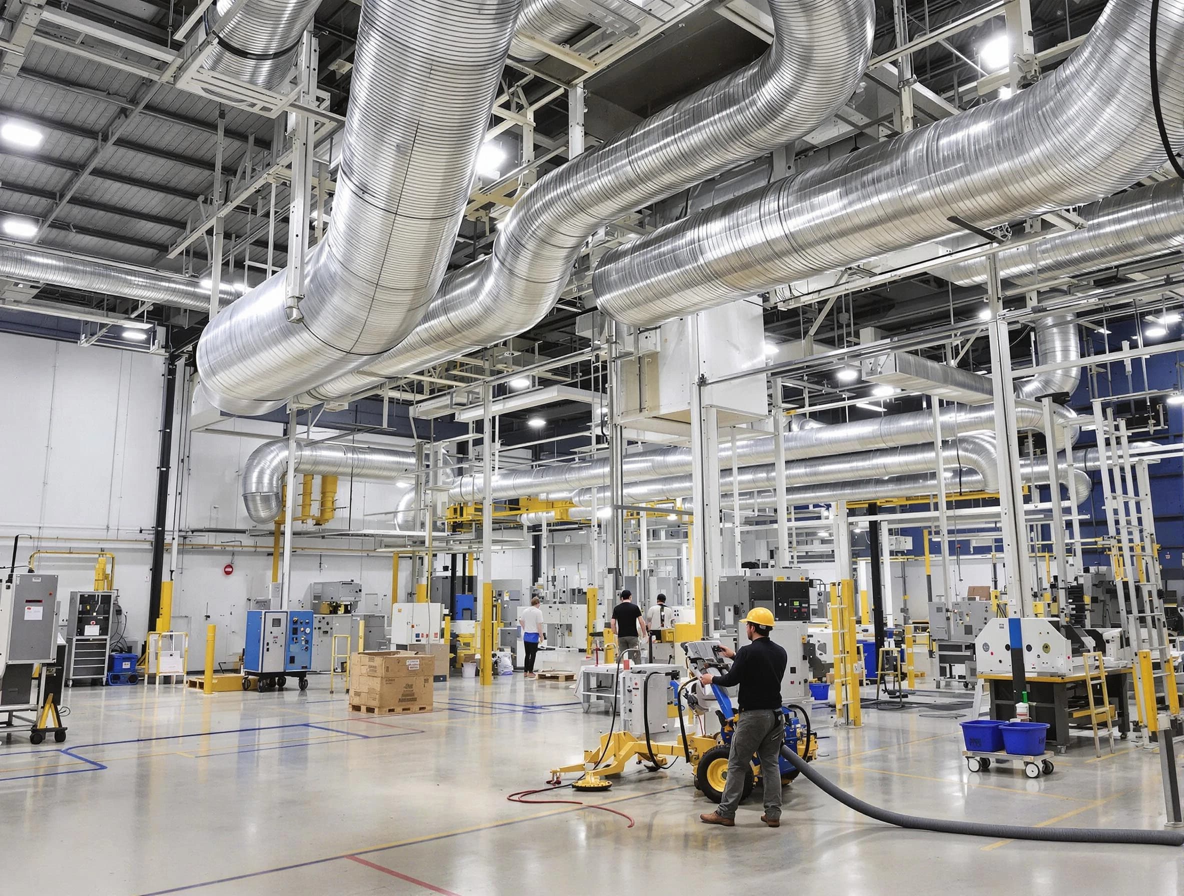 Carefree Air Duct Cleaning team performing comprehensive industrial duct cleaning at a large facility in Carefree