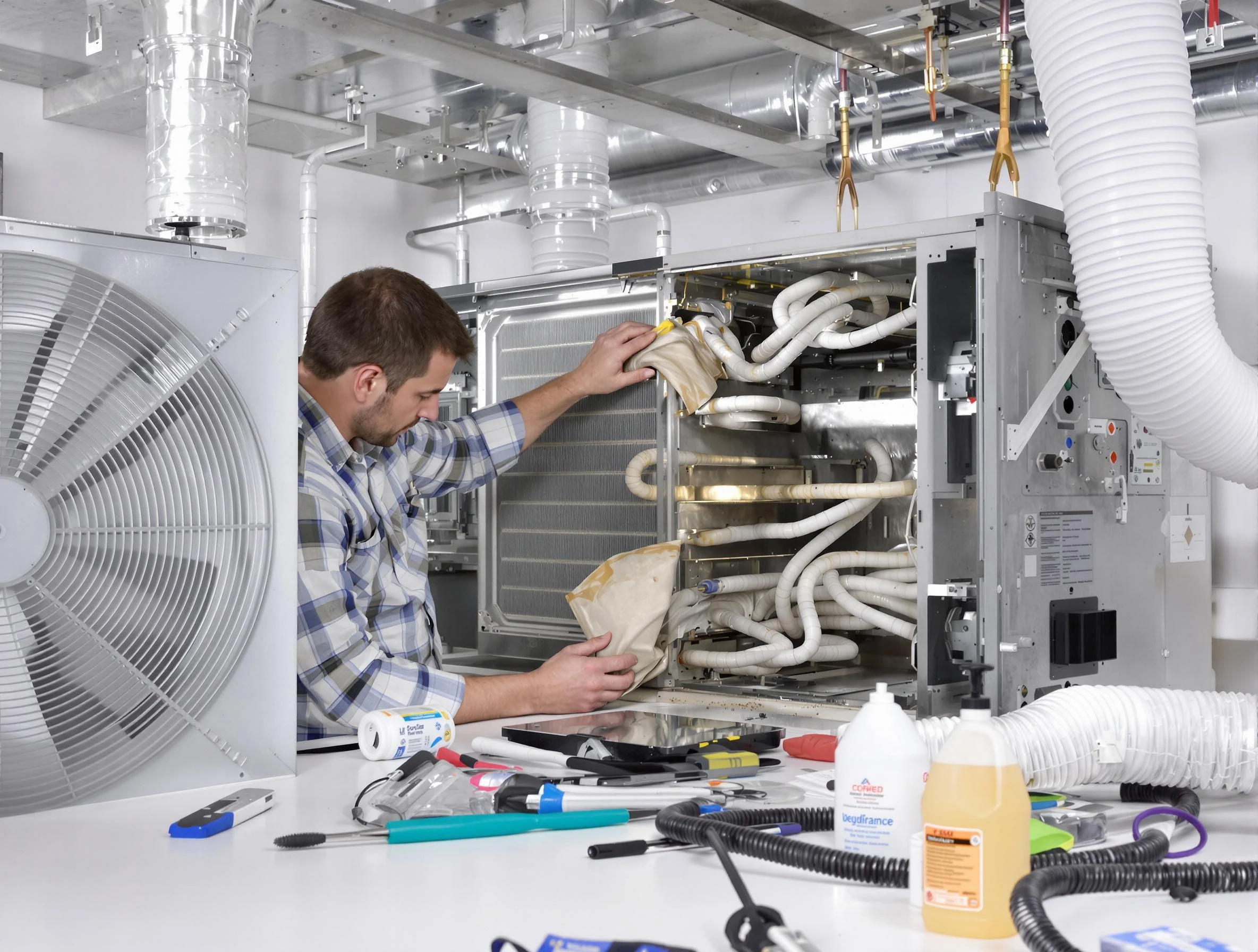 Carefree Air Duct Cleaning specialist performing precision AC coil cleaning in Carefree