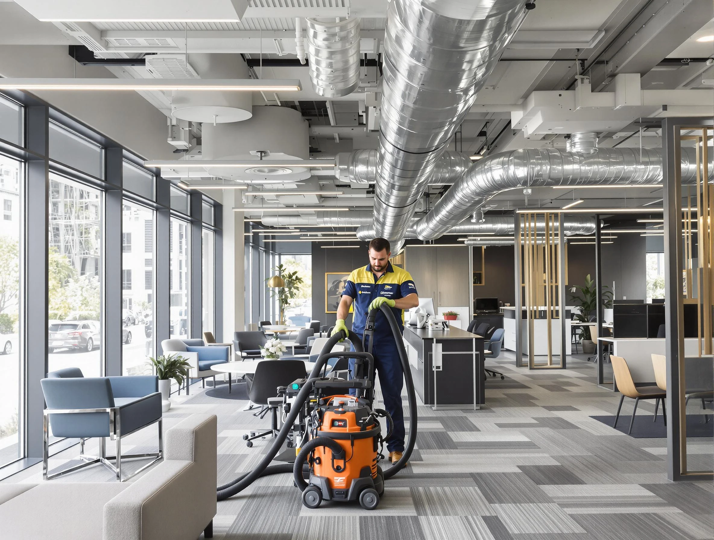 Carefree Air Duct Cleaning team performing thorough commercial duct cleaning at a Carefree business center